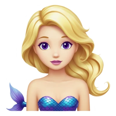 blonde hair mermaid blue and purple tail sticker