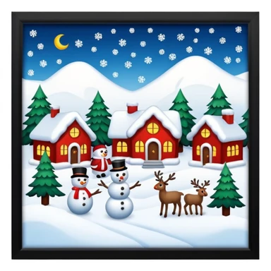 Snow covered christmas scene sticker