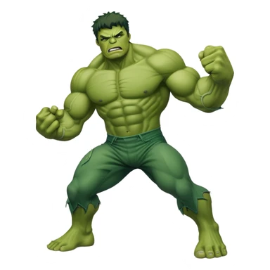 Hulk fighting, strong green muscular superhero in action pose sticker