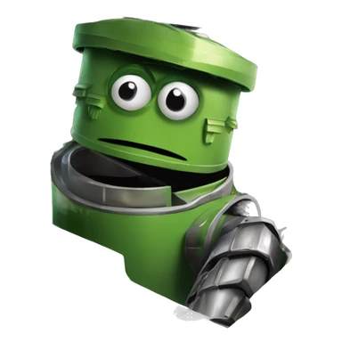 Oscar the Grouch Auto-Bot:
Scrapheap
A green, gruff Autobot with a rough exterior and a built-in trash compactor. Scrapheap transforms into a recycling truck and uses scrap metal as makeshift armor, embracing his grumpy but reliable personality. sticker