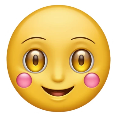 make a yellow blinking emoji with long eyelashes and a straight smile  sticker