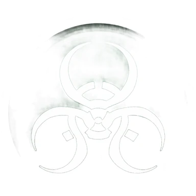 Biohazard logo on dark circle sticker