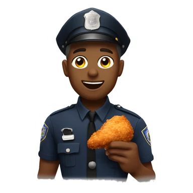 Police man eating fried chicken  sticker