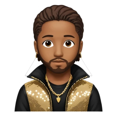 Omarion from B2K with long dark brown hair, black sequin outfit sticker