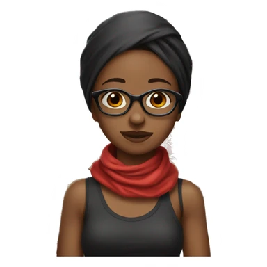 A black girl with red breads and black bandana wearing eyes glasses sticker