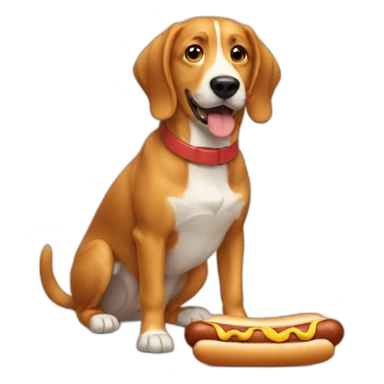 A dog eating a hot dog sticker