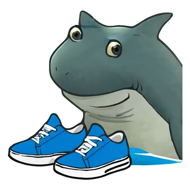 Shark with blue sneakers on his legs sticker