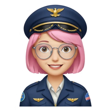 Captain Rosie – pilot with short pastel-pink bob and aviator glasses sticker