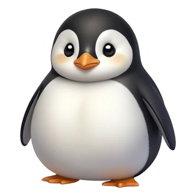 Cinematic chubby penguin, round fluffy body, tiny beak and feet, soft glowing feathers, gentle happy eyes, slightly tilted head, warm and irresistibly cute. sticker