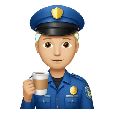 police blonde man holding coffe sticker