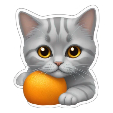 Orange persian young cat hugs the grey british shorthair young cat sticker