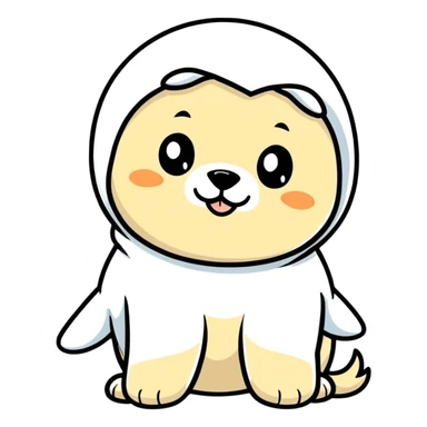 Puppy wearing a baby seal costume sticker