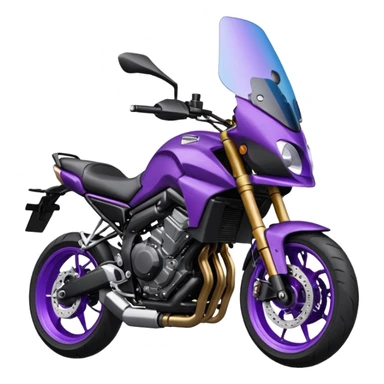Créer un emoji copiable sur mon système iOS avec une moto mt07 noir mate / violet plus foncé que tu as et iridescent. le style de la mt07 doit être en roadster. sticker