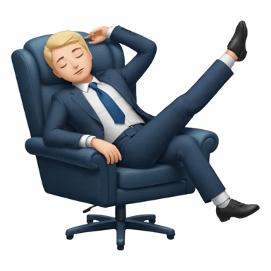 Boss sleeping in a chair with her legs up on the desk sticker