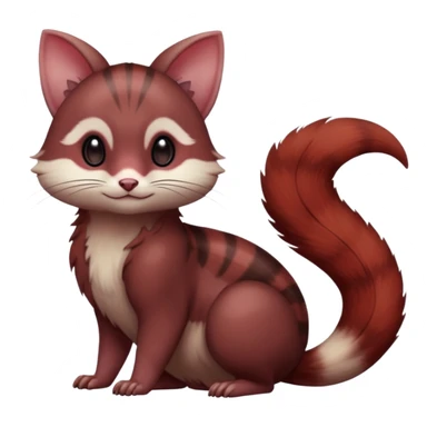Dark Brownish red soft natural realistic romantic vintage antique divine beautiful elegant pretty precious cute young youthful  Fakémon-Pokémon-alien-Furret-feline-rodent-hybrid-creature (full body) sticker