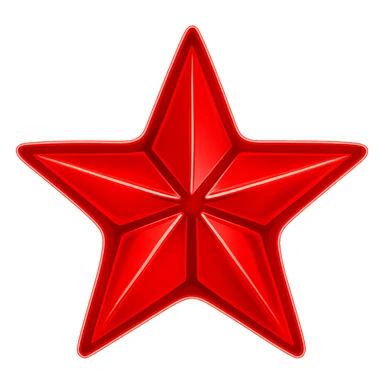 The same star shape and style, glowing red sticker