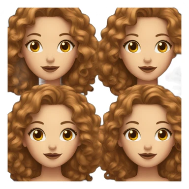 White Girl with long brown curly hair and makeup sticker