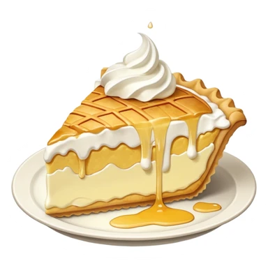 Slice of pale yellow pie with whipped cream melting and dripping off of it sticker