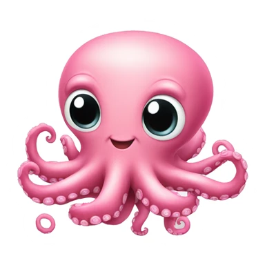 Cute pink happy octopus with just four smooth tentacles  sticker