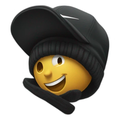 Crear un emoji sonriendo con un gorro de lana negro de la marca nike sticker