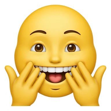 Yellow smile emoji with hand on mouth sticker