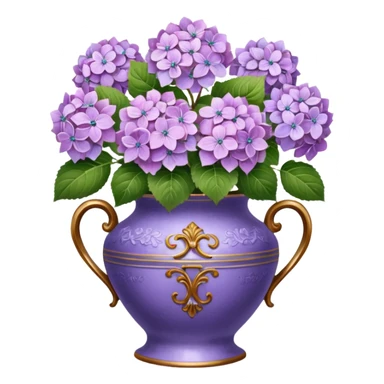 Lilac Hydrangeas in vintage vase sticker