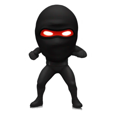 superhero with 3-hole balaclava, everything black, with glowing red laser eyes sticker
