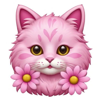 Pink cat with Flowers and kisses  sticker