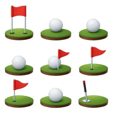 “Create a set of simple, cute, flat-style emojis themed around golf.  Designed in classic emoji style, consistent and expressive.” sticker