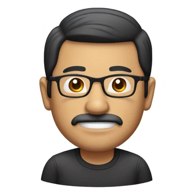 full body of a south east asian middle-aged man with glasses with black hair, a small moustache and tiny beard only on the chin  sticker