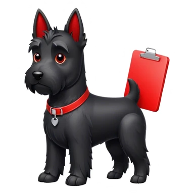 Black Scottie dog with red clipboard  sticker
