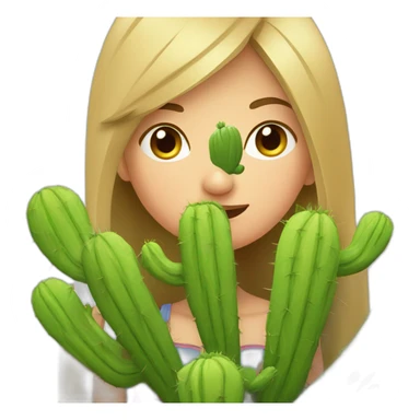 Fille qui fait un bisous à un cactus sticker