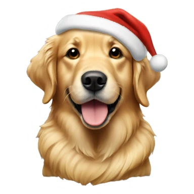 Golden retriever wearing a Christmas hat sticker