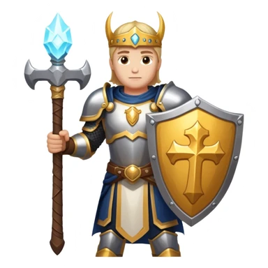 paladin hero with holy shield and glowing hammer sticker