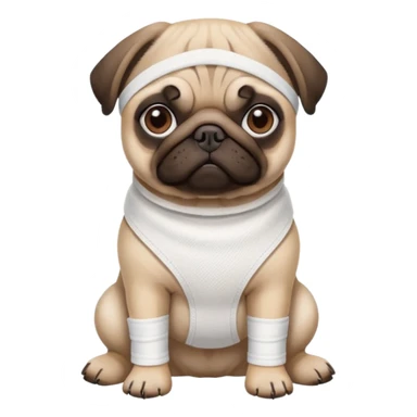 Pug with a broken left leg in bandage sticker