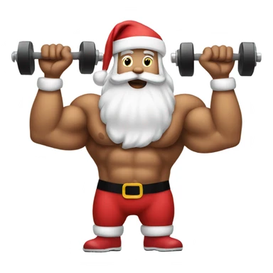 Santa working out with dumbbells  sticker