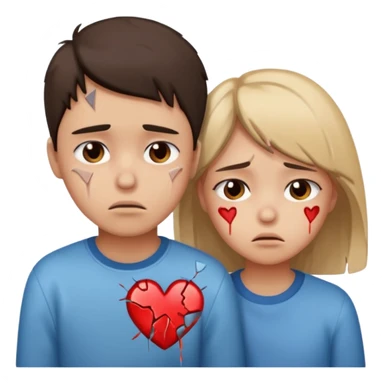 boy and girl heart big break sticker