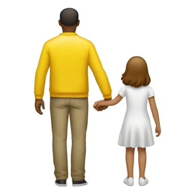 father and daughter holding their hands and seen from the back (style samsung emoji yellow people) sticker