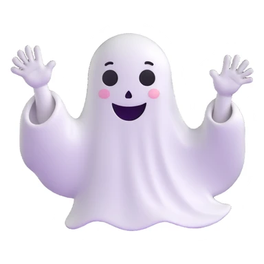 cute white ghost waving sticker