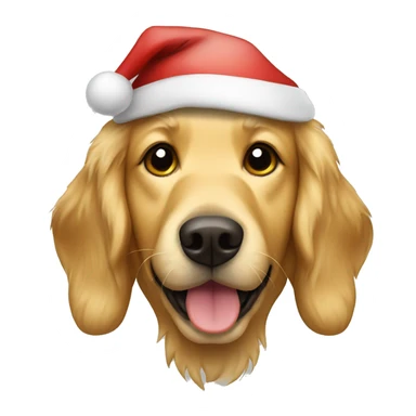 Golden retriever wearing a Santa hat sticker