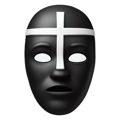 Black Mask  with  a striking 3D white crucifix  sticker
