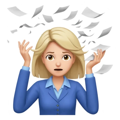 female teacher pulling her hair with stressed face, papers flying everywhere sticker