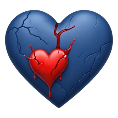 Bleeding navy blue heart  sticker