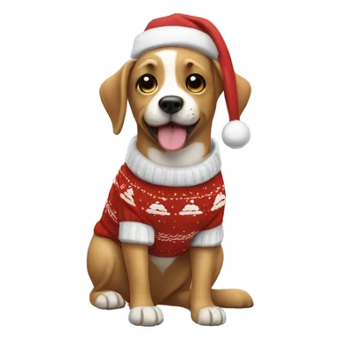 dog wearing a christmas sweater sticker