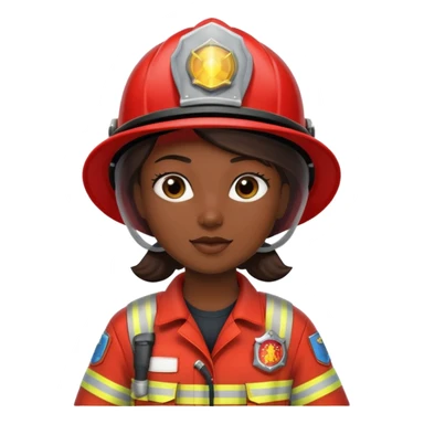 firefighter woman dark skin sticker
