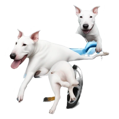 White Bull terrier and blue C6 Corvette  sticker