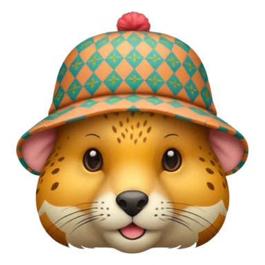 animal wearing patterned hat  sticker