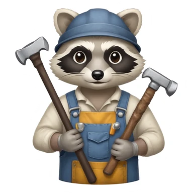 dirty blacksmith white racoon holding hammer sticker