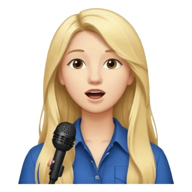Singer Young woman – long blonde hair, around 20s,  singing into mic sticker