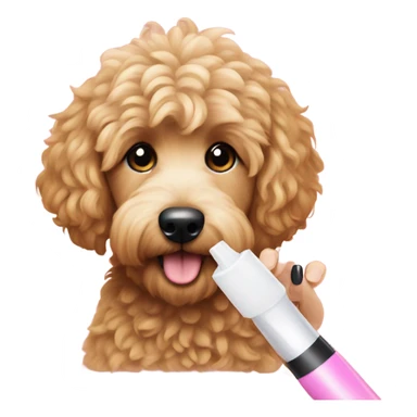 Mini golden doodle getting nails painting  sticker